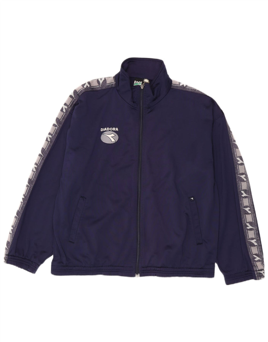 Diadora Mens Graphic Tracksuit Top Jacket UK 40 Medium Navy Blue Polyester