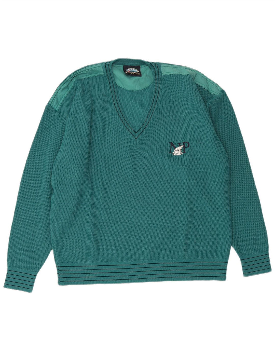 North Pole Herre V-hals Regular Fit Jumper Sweater Medium Grøn uld