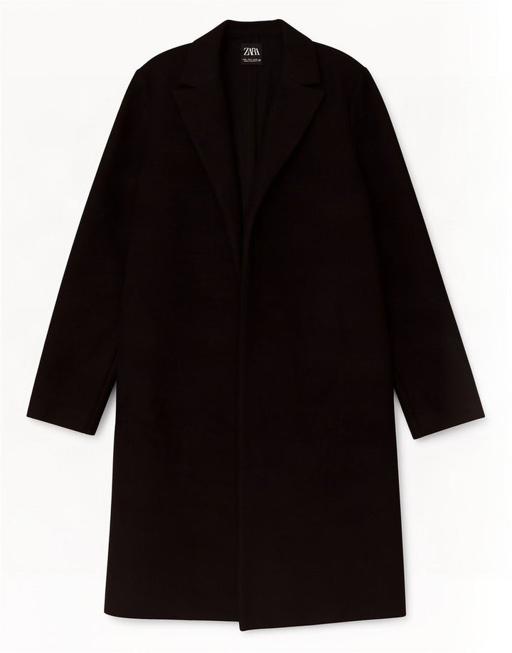 Sobretudo feminino Zara UK 10 pequeno poliéster preto