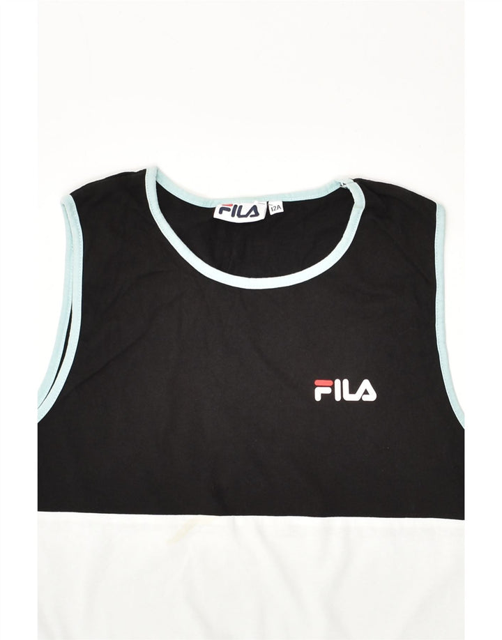 FILA Boys Graphic Vest Top 11-12 Years Black Colourblock Cotton | Vintage Fila | Thrift | Second-Hand Fila | Used Clothing | Messina Hembry 