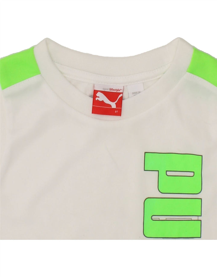 PUMA Boys Graphic Vest Top 2-3 Years White Polyester Vintage Puma and Second-Hand Puma from Messina Hembry 