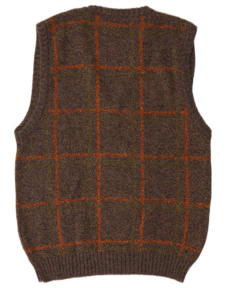 Wegner Mens Vest Tank Top IT 48 Medium Brown Check Polyacrylic