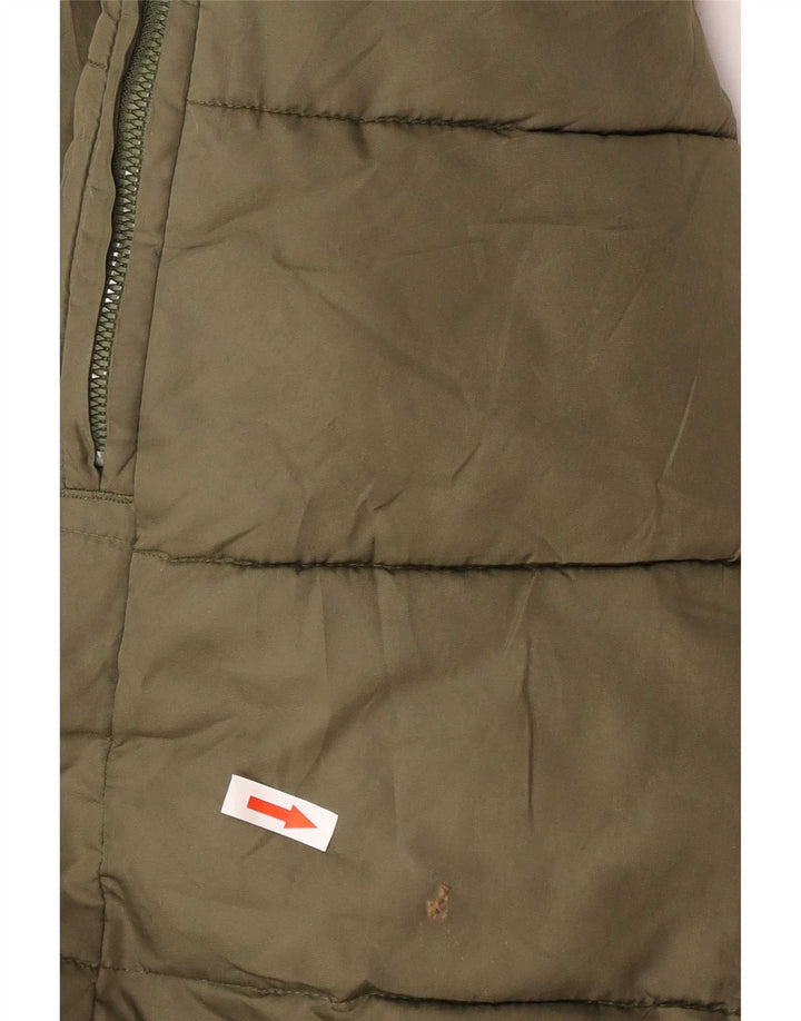 Gap Abrigo acolchado con capucha para hombre UK 40 Large Poliéster caqui