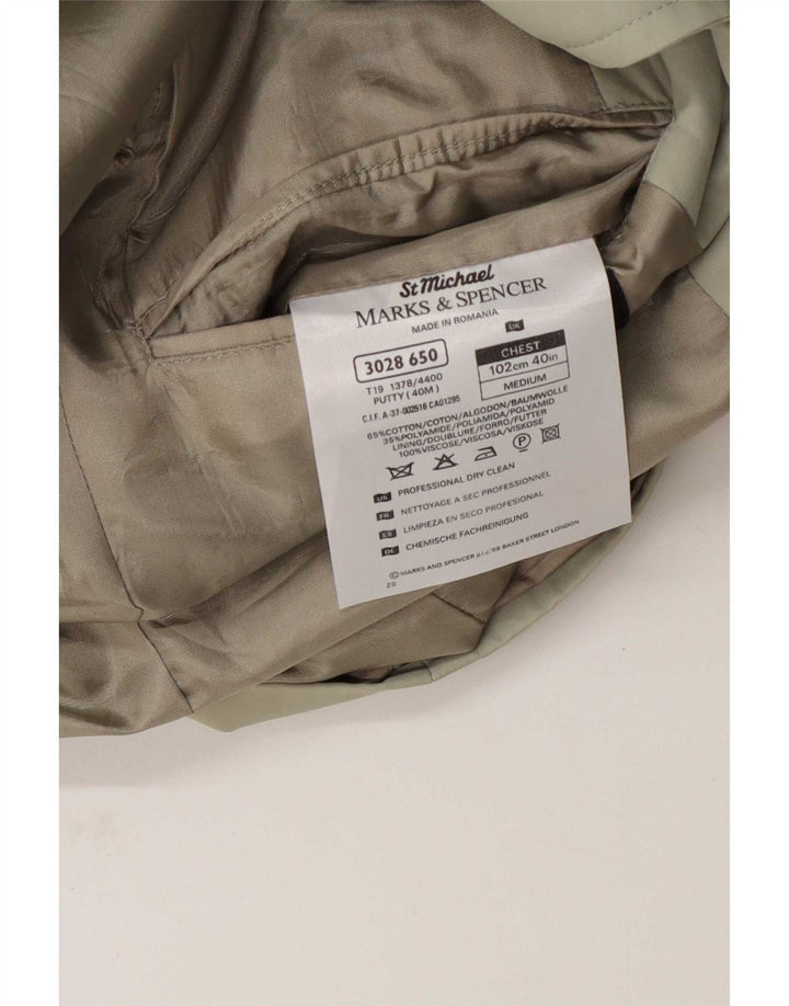 Marks & Spencer Herre 3-knaps blazerjakke UK 40 Medium Beige Bomuld