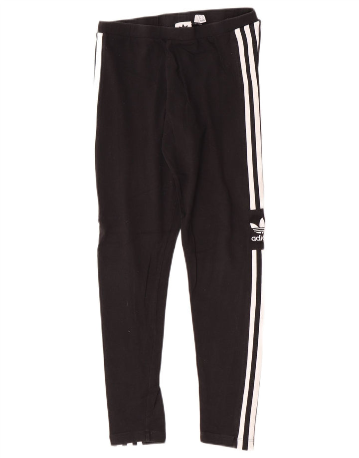 Adidas Dame Grafiske Leggings UK 12 Medium Sort Bomuld