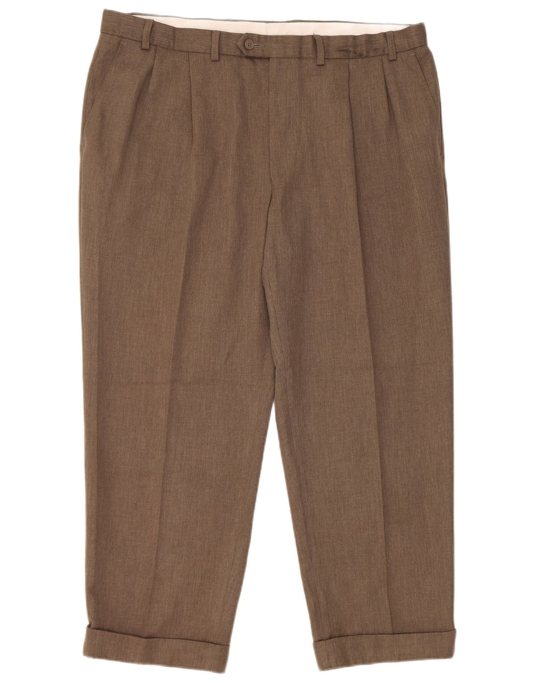 Marks & Spencer Mens Tapered Pegged Suit Trousers W40 L29 Brown Polyester