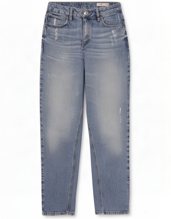 Marks & Spencer Damen High Waist Tapered Jeans UK 12 Medium W28 L27 Blau