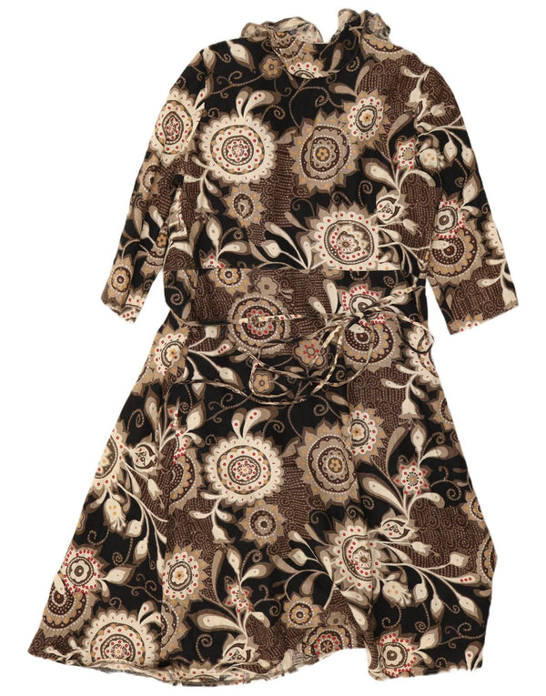 Betty Jackson Womens 3/4 Sleeve Wrap Dress UK 16 Large Multicoloured Floral