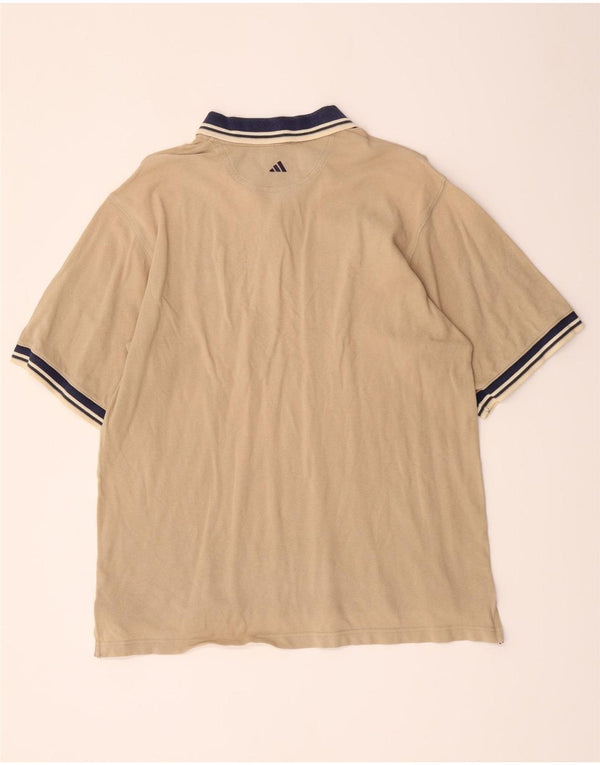 Adidas Mens Rugby Polo Shirt UK 40/42 Médio Bege Listrado Algodão