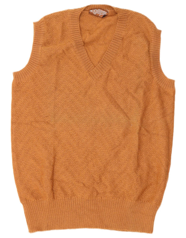 Gispa Mens Vest Tank Top IT 52 Large Brown Chevron New Wool