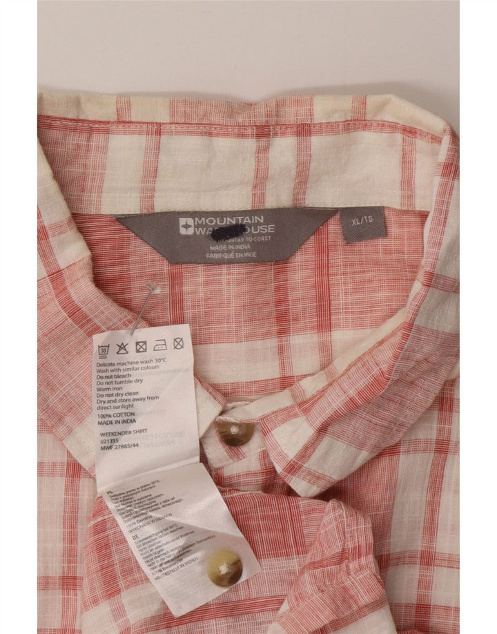 Mountain Warehouse Mens Short Sleeve Shirt XL Pink Check Cotton