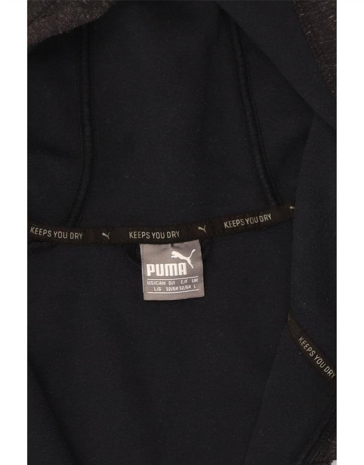 Suéter masculino PUMA com capuz e zíper grande cinza colorblock algodão