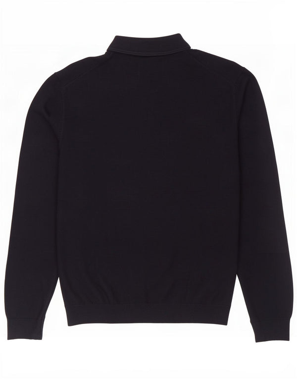 Marks & Spencer Mens Polo Neck Jumper Sweater XL Navy Blue Cotton