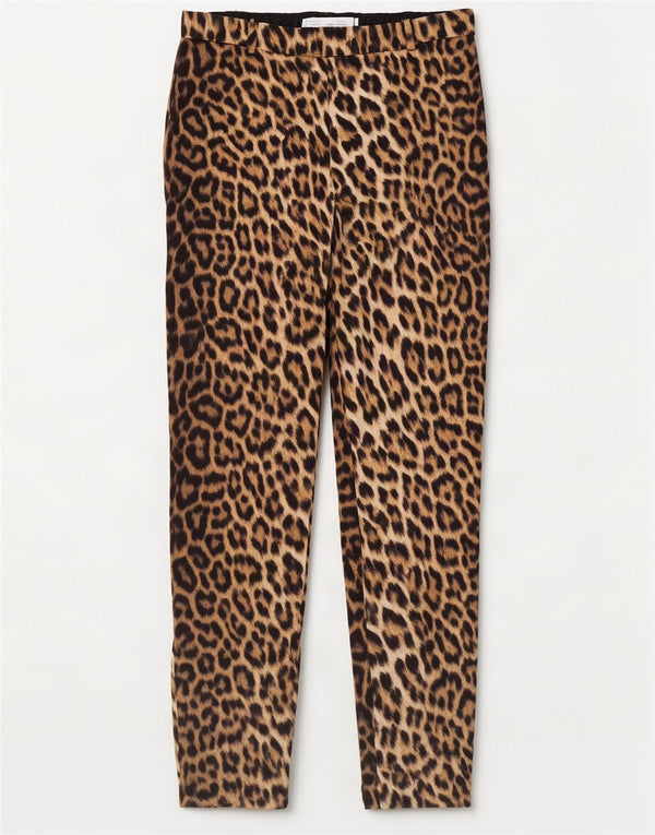 Zara Womens Slim Casual Trousers Medium W28 L27 Brown Animal Print Cotton