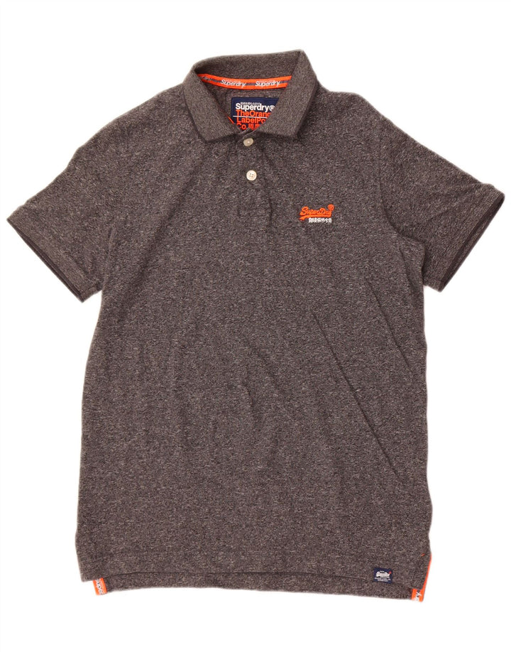 Superdry Mens Polo Shirt Small Grey Flecked Cotton