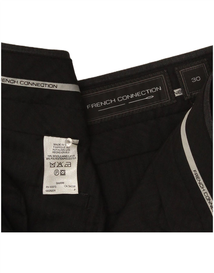French Connection Mens Straight Suit Trousers W30 L33 Grey Striped Wool