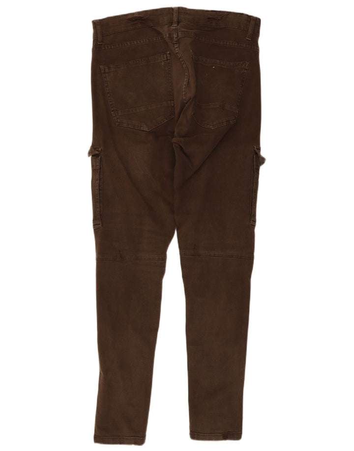Zara Mens Slim Cargo Trousers EU 44 Large W34 L29 Khaki