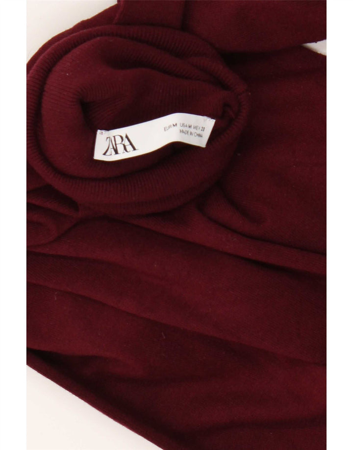 Zara Womens Roll Neck Jumper Sweater UK 12 Medium Burgundy