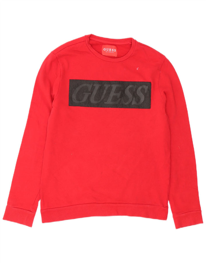 Guess Mens Graphic Sweatshirt Jumper Medium Red Cotton