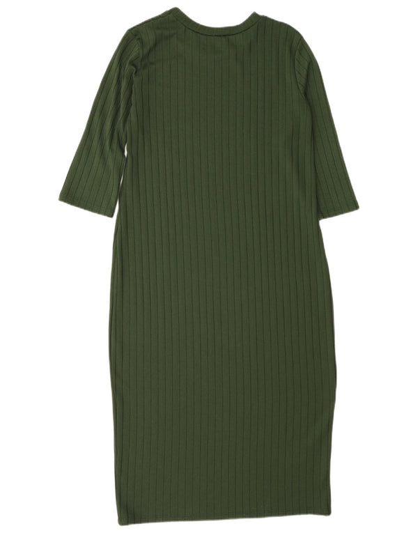 Zara Dame 3/4-ærmet Jumper Dress UK 12 Medium Green