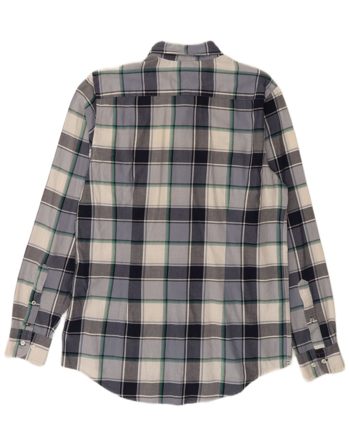 Tommy Hilfiger Mens Slim Fit Shirt Large Blue Check Cotton