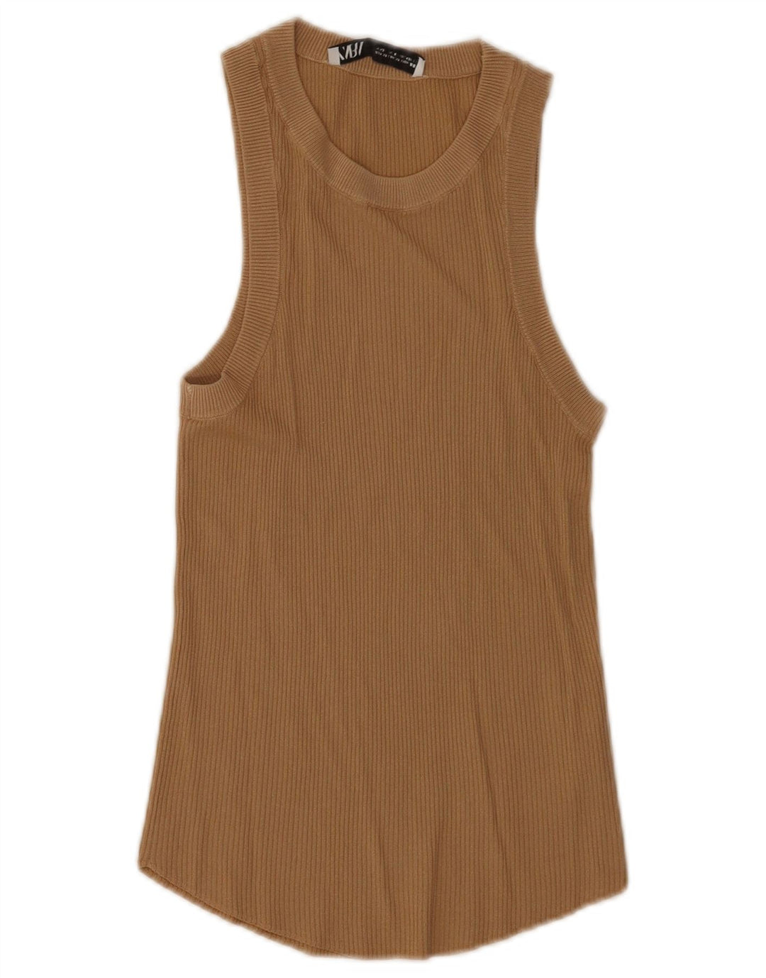 Zara Damen Weste Top UK 12 Mittelbraunes Polyester