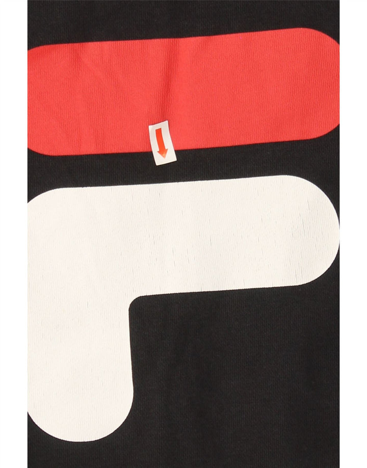 FILA Womens Graphic Sweatshirt Jumper UK 10 Small Black Colourblock Vintage Fila and Second-Hand Fila from Messina Hembry 