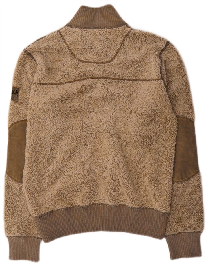 Think Pink Mens Fleece Jacket UK 38 Medium Beige Acrylic