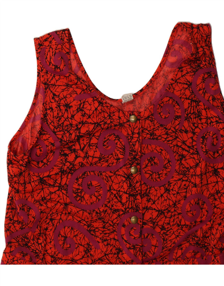 VINTAGE Womens Abstract Pattern Sleeveless Shirt Dress EU 38 Medium Red Vintage Vintage and Second-Hand Vintage from Messina Hembry 
