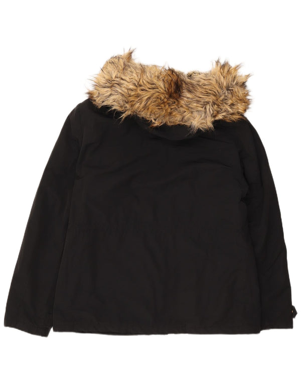 Topshop Veste Sherpa Parka à capuche pour femme UK 16 Large Noir Polyester