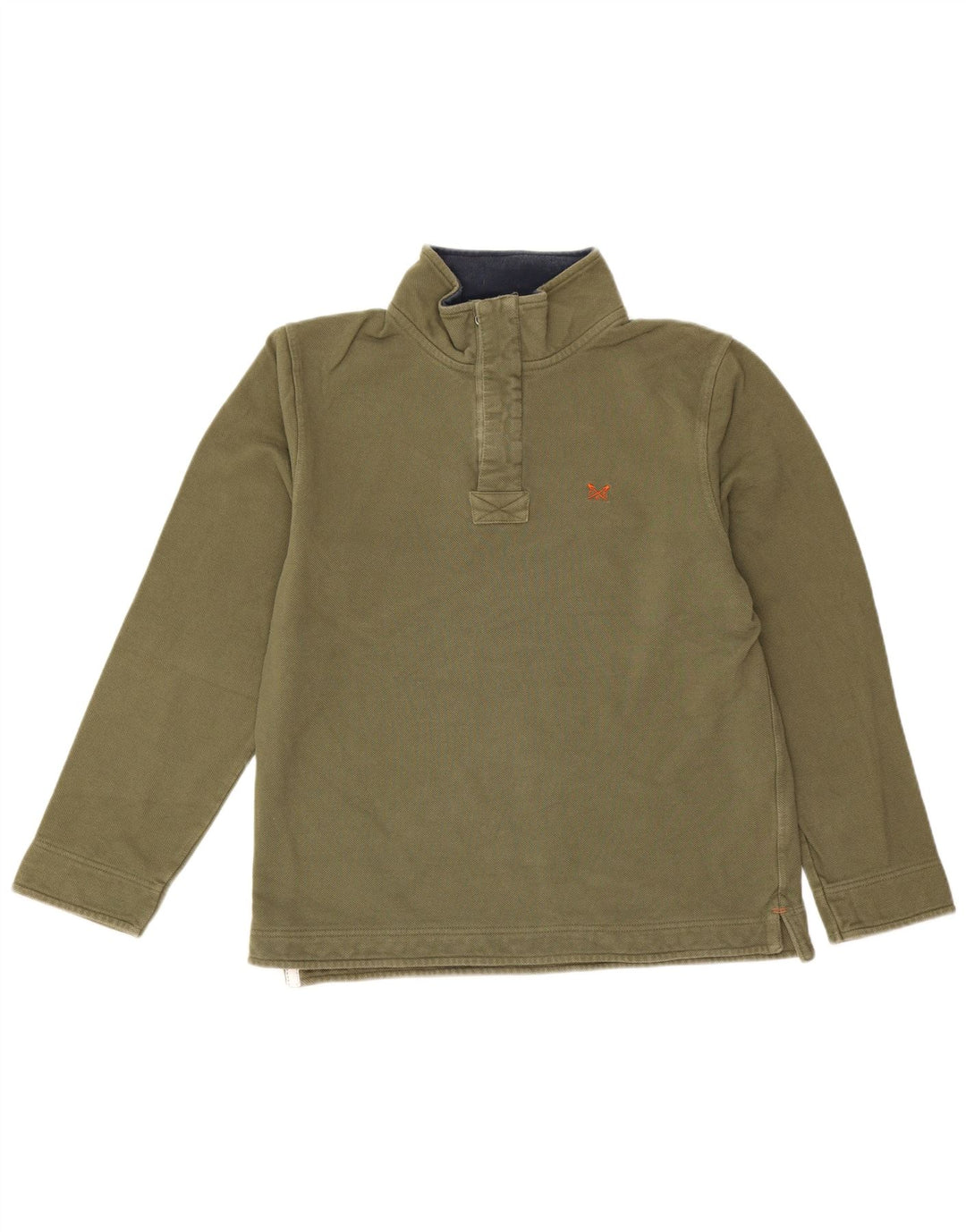 Crew Clothing Mens Zip Neck Sweatshirt Jumper Medium Khaki Cotton