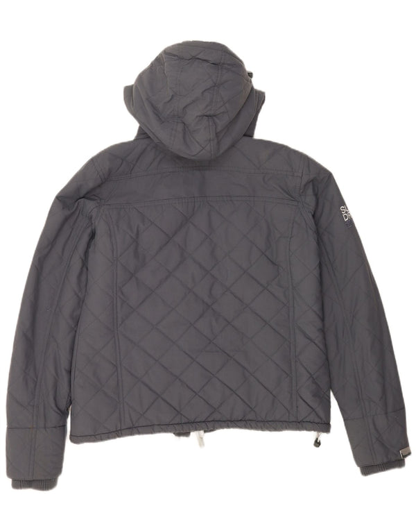 Superdry Womens Windcheater Hooded Windbreaker Jacket UK 40 Large Grey