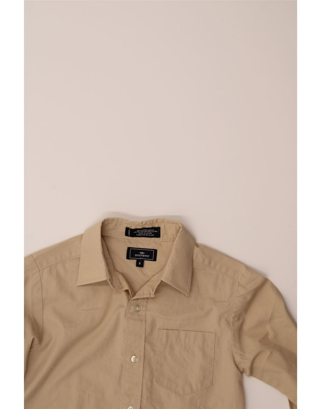 DOCKERS Boys Shirt 7-8 Years Beige Cotton Vintage Dockers and Second-Hand Dockers from Messina Hembry 