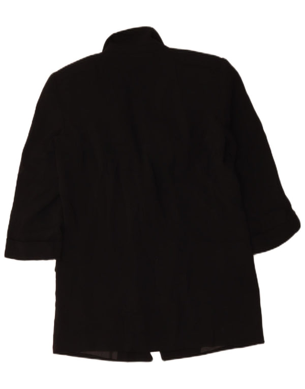 Zara Veste blazer ouverte surdimensionnée à manches 3/4 pour femme UK 6 XS Noir Polyester