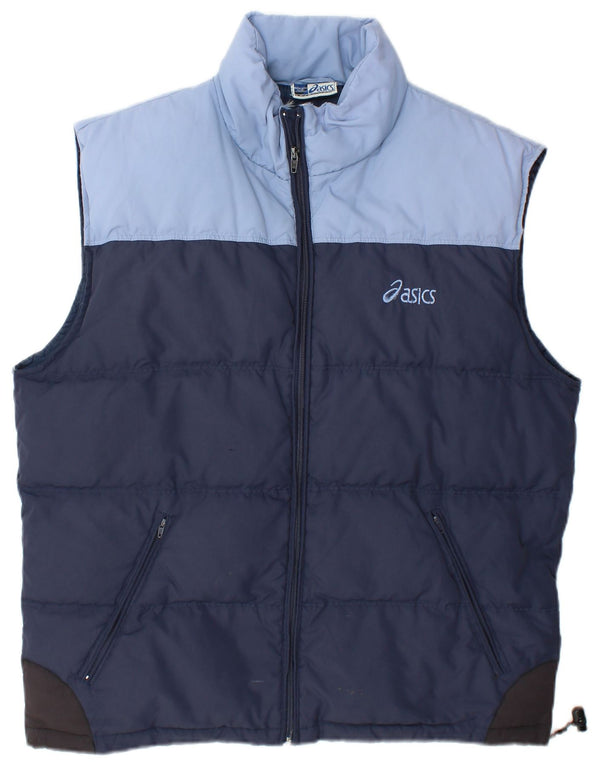 Asics Mens Padded Gilet UK 40 Large Navy Blue Colourblock