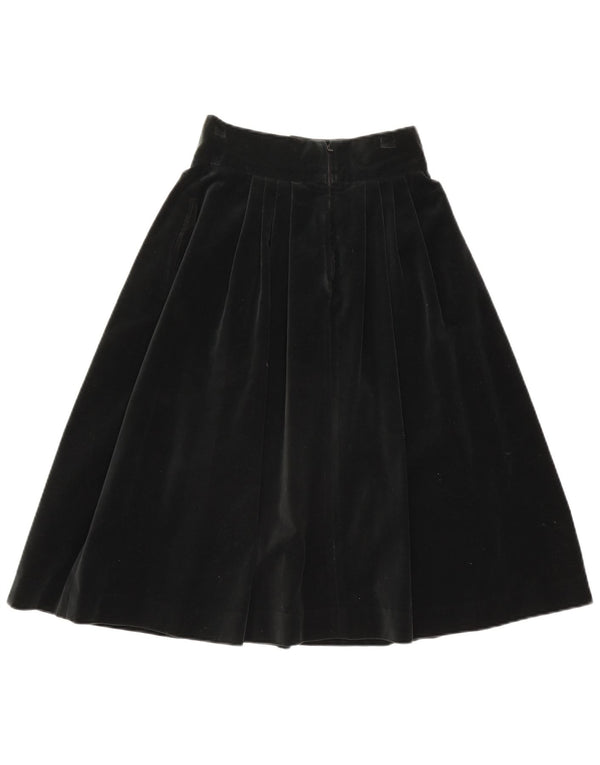Vintage Damen Samt ausgestellter Rock IT 44 Medium W26 Schwarze Baumwolle