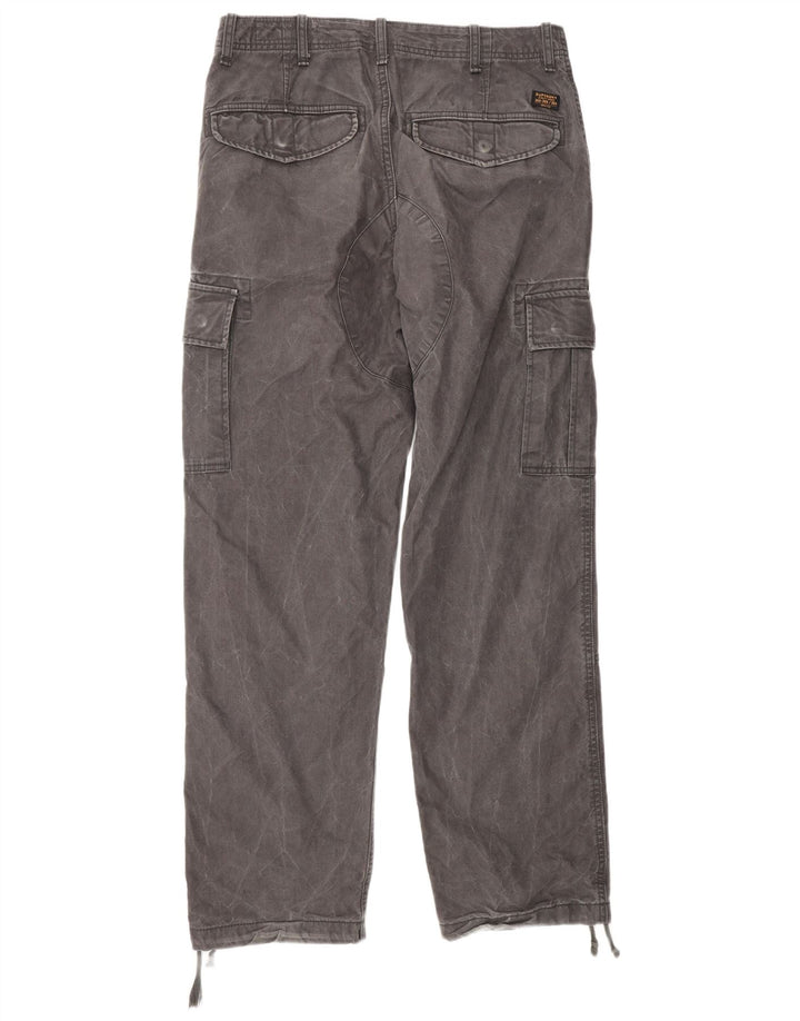 Superdry Mens Straight Cargo Trousers W30 L32 Grey Cotton