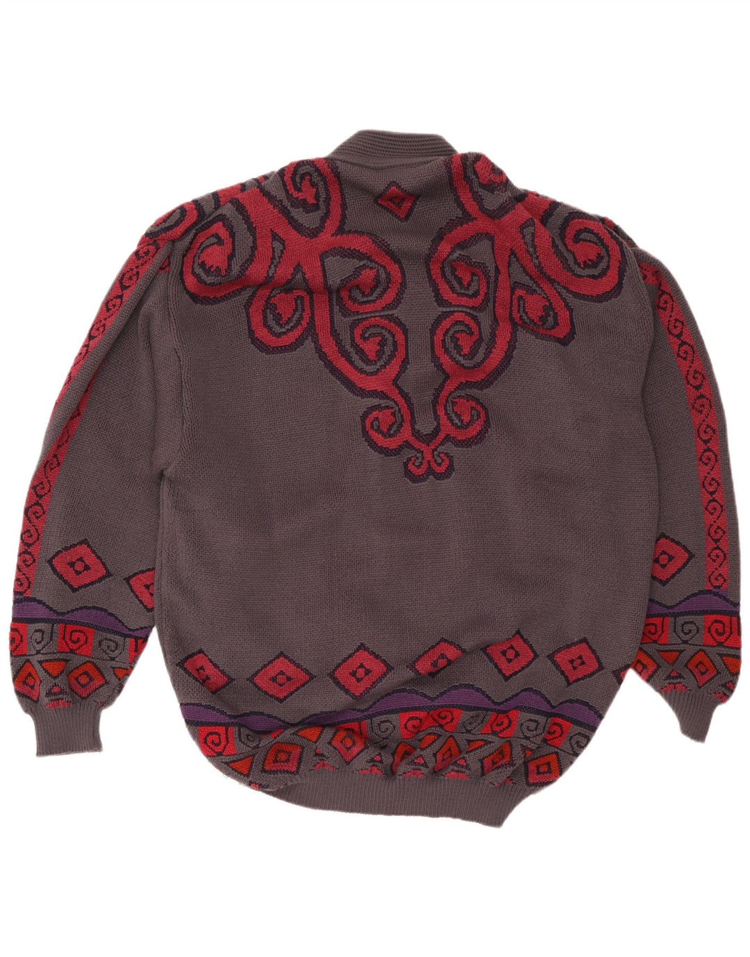 Oskar Haug Womens Oversized Cardigan Sweater UK 16 Large Grey Geometric