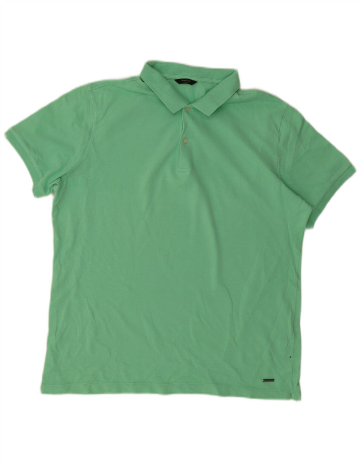 MASSIMO DUTTI Mens Polo Shirt Large Green Cotton