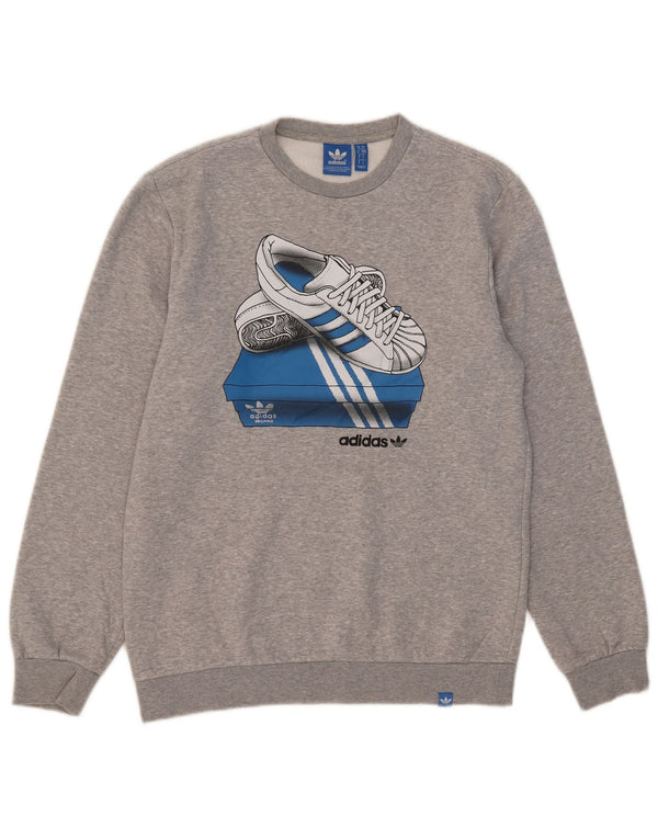 Adidas Hombre Graphic Sudadera Jumper Pequeño Gris Algodón