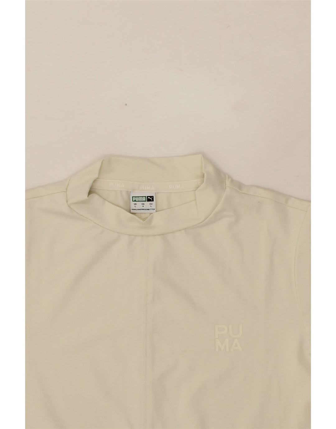 PUMA Womens T-Shirt Top UK 14 Large Beige Vintage Puma and Second-Hand Puma from Messina Hembry 