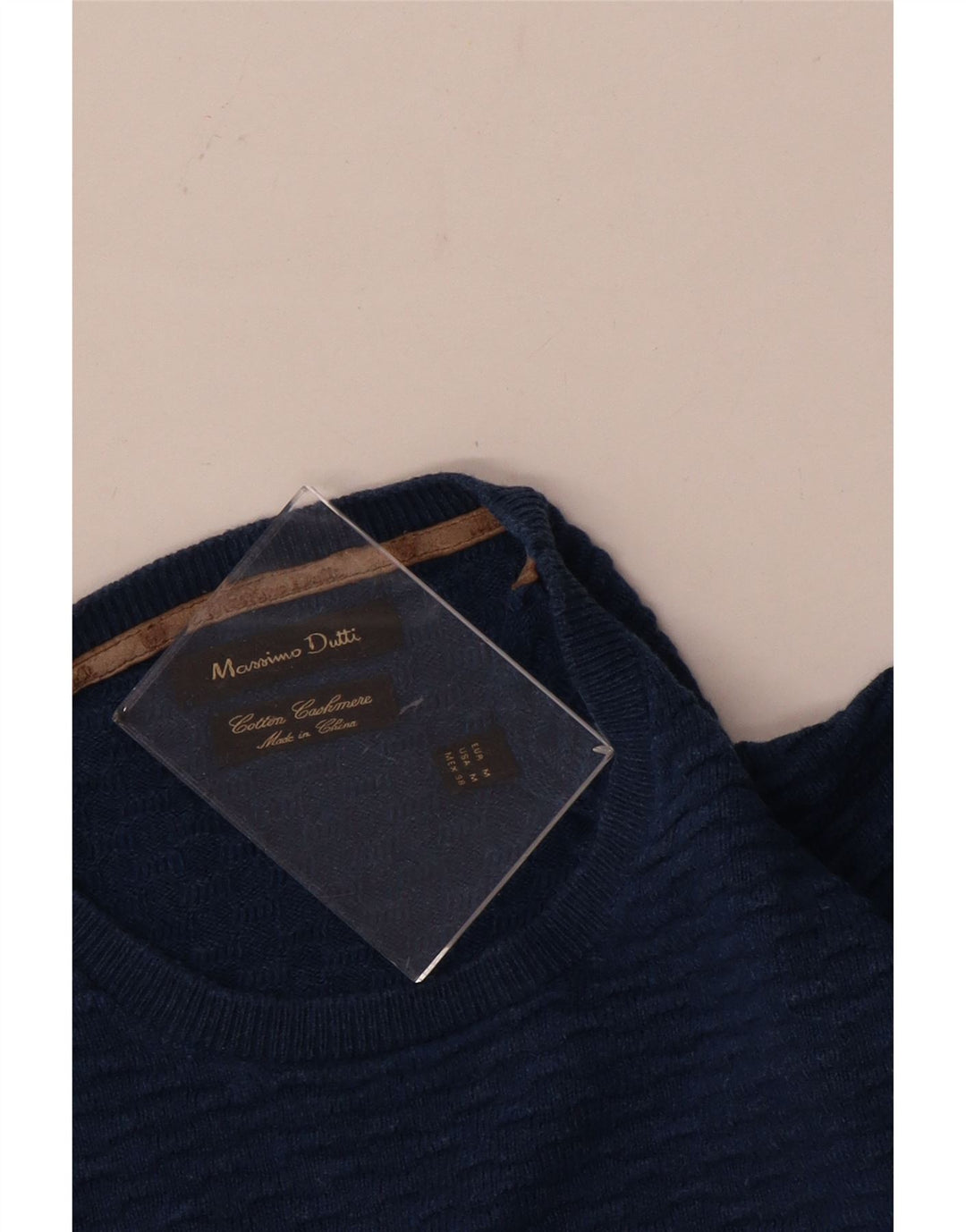 Maglione maglione girocollo da uomo Massimo Dutti in cotone blu medio