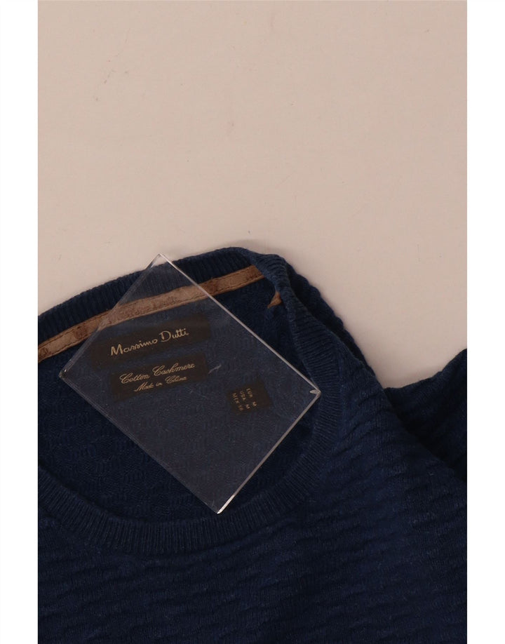 Maglione maglione girocollo da uomo Massimo Dutti in cotone blu medio