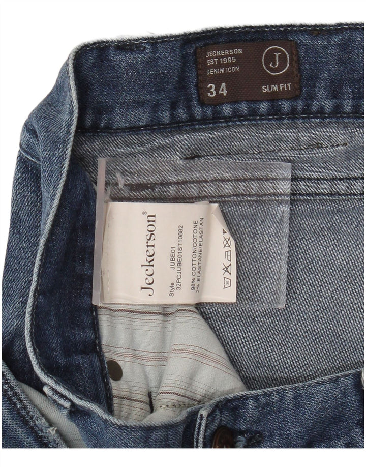 JECKERSON Mens Denim Shorts W34 Large Blue Cotton