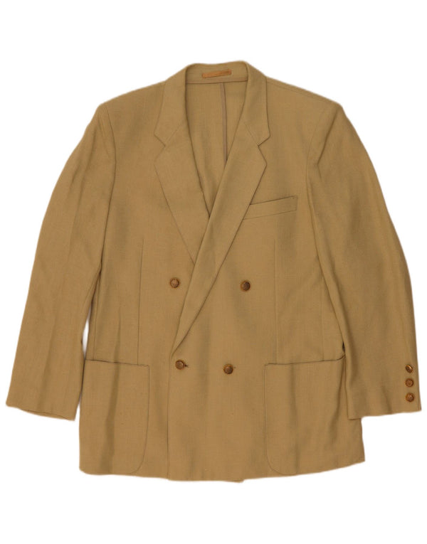 Jaqueta blazer masculina vintage com peito duplo UK 44 2XL bege