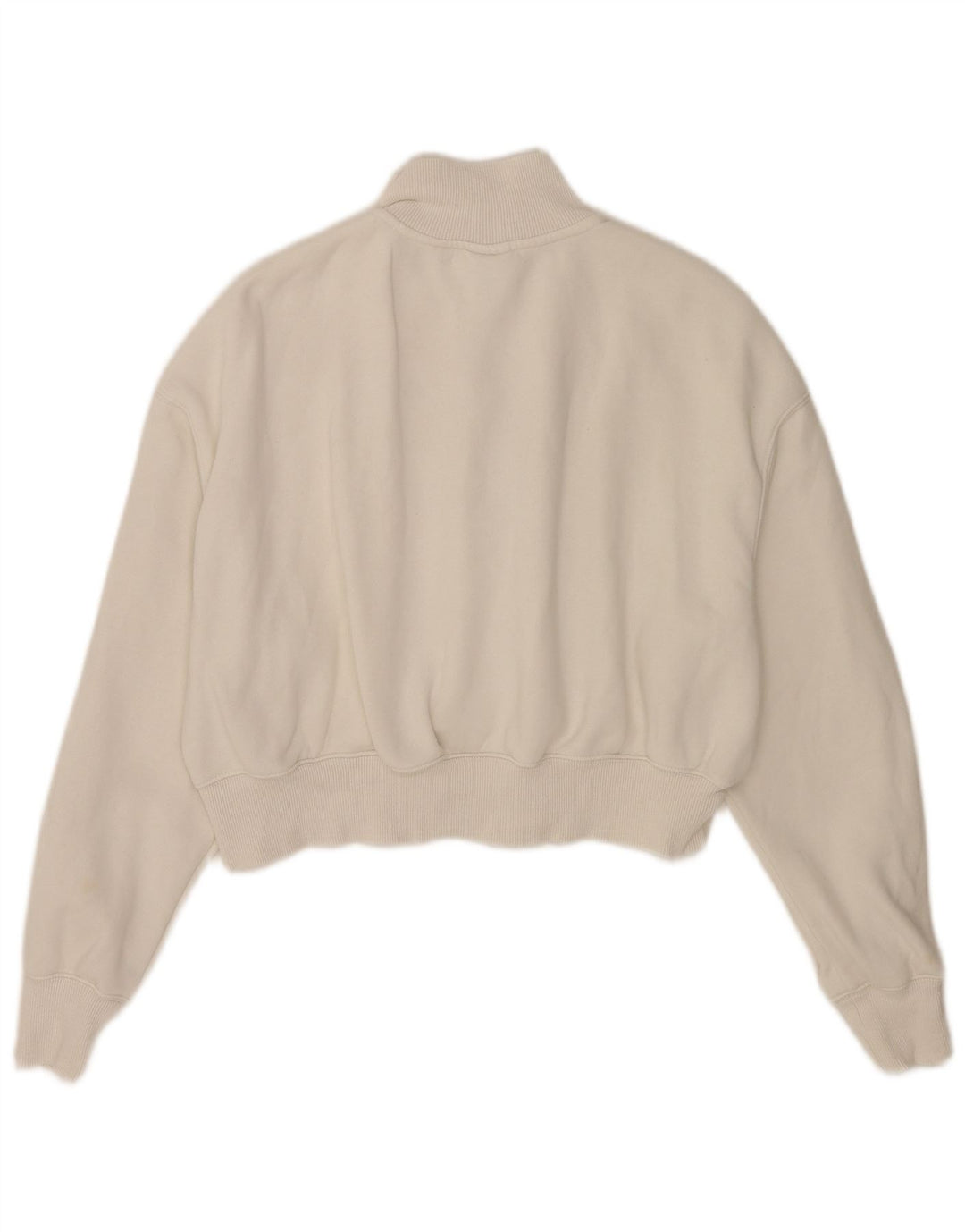 Nike Womens Oversized Crop Zip Neck Sweatshirt Jumper UK 10 Small White