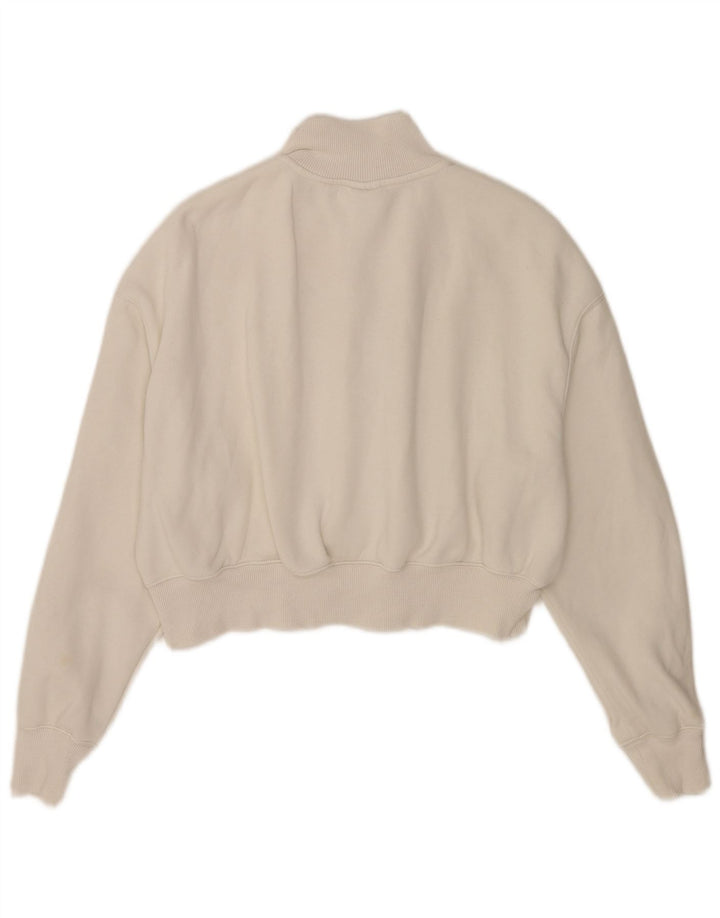 Nike Womens Oversized Crop Zip Neck Sweatshirt Jumper UK 10 Small White