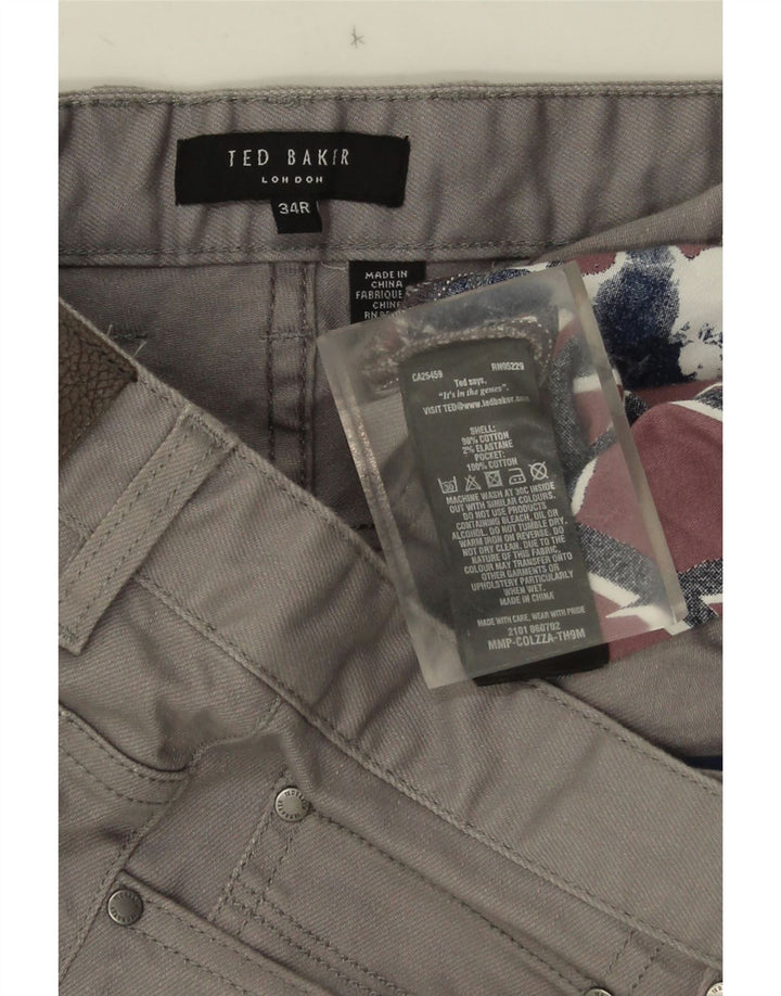 Ted Baker Mens Straight Casual Trousers W34 L32 Grey Cotton