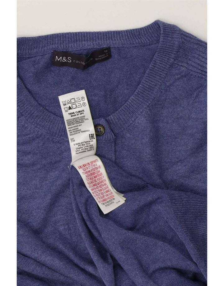 Maglione cardigan da donna Marks & Spencer UK 12 Viscosa blu medio