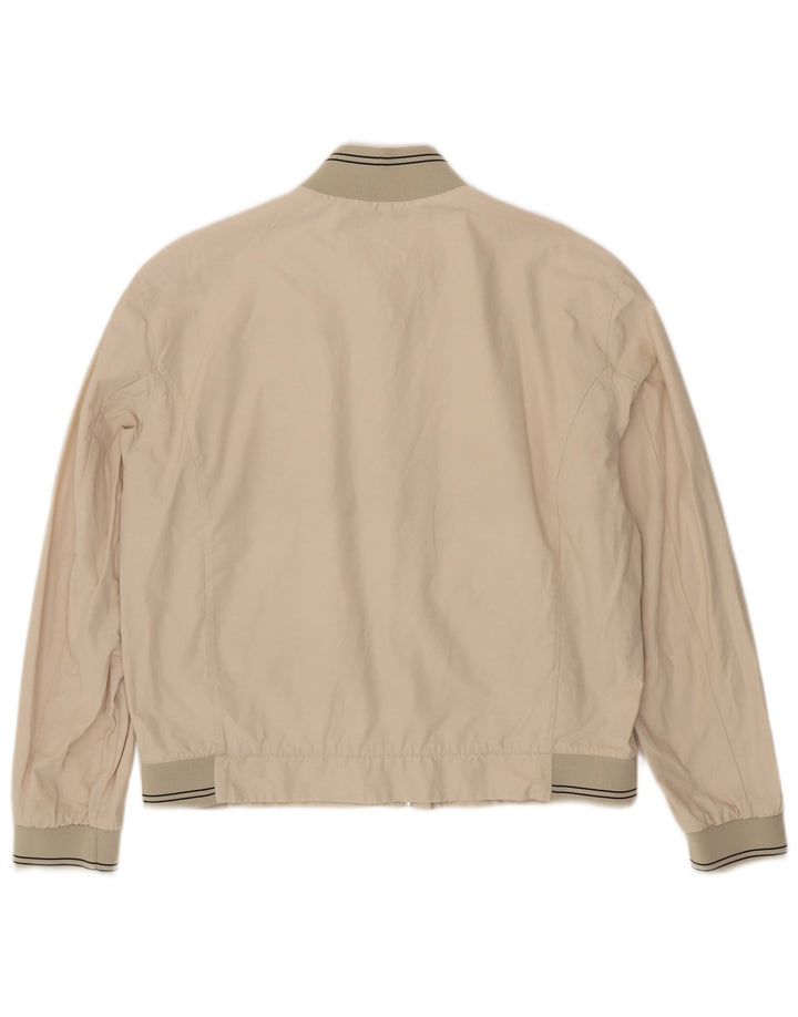 Fred Perry Mens Bomber Jacket UK 42 XL Beige Nylon